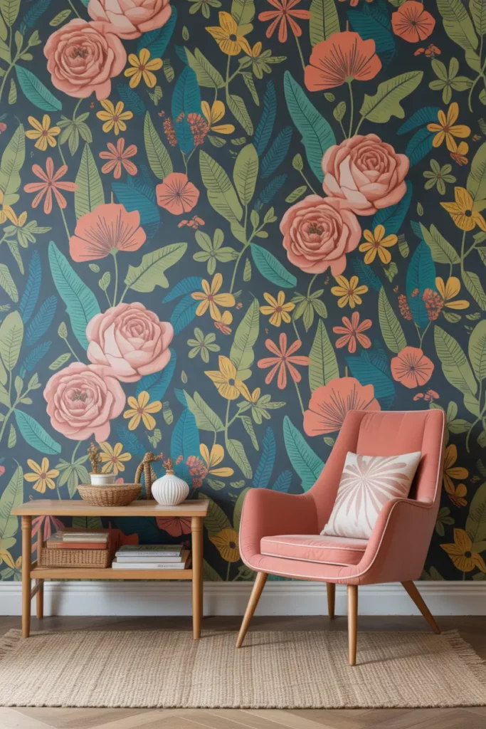 Accent Wall with Removable Wallpaper