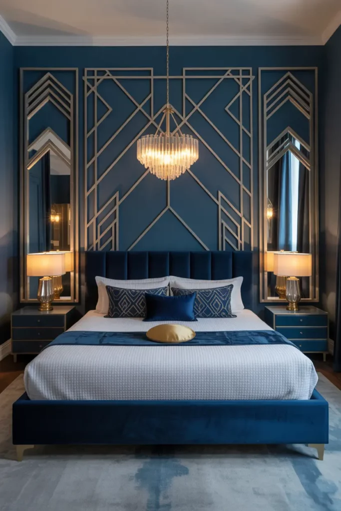 Art Deco Navy Bedroom