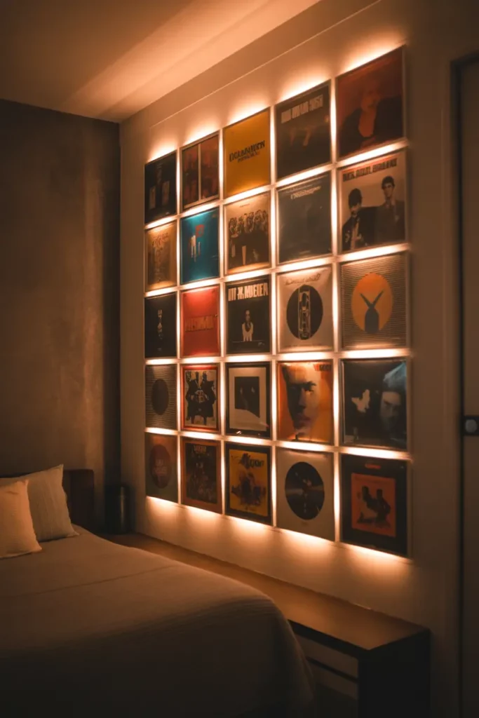 Bedroom Wall Grid with LED Strip