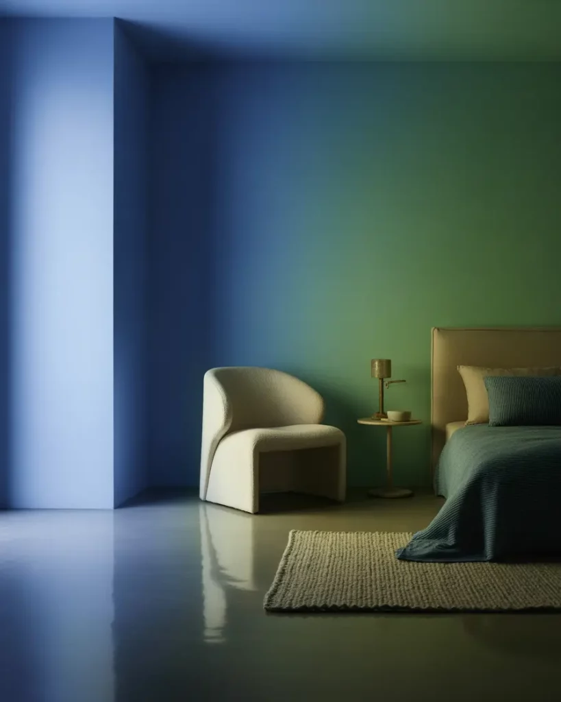 Blue-Green Gradient Accent Wall