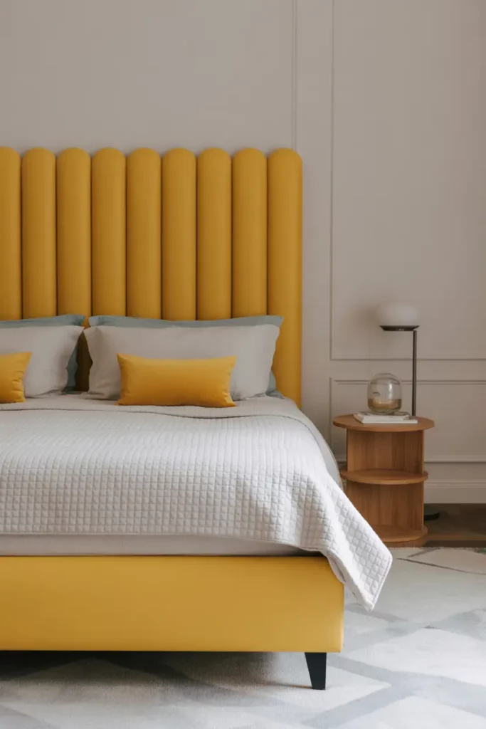 Bright Yellow Headboard for a Pop of Color