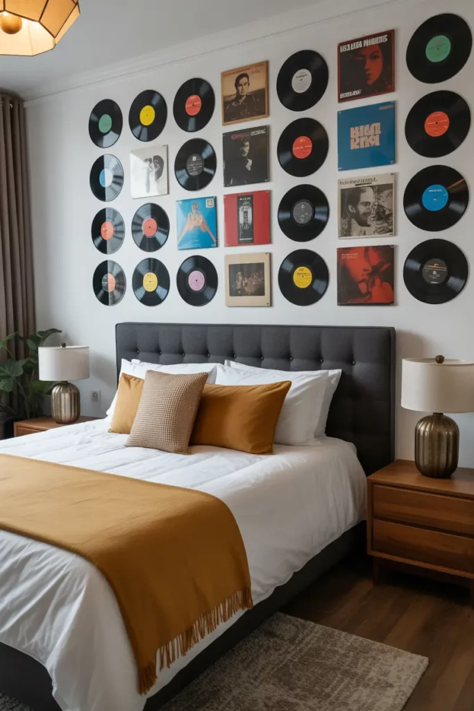 Cozy Vinyl Wall Grid Above the Bed