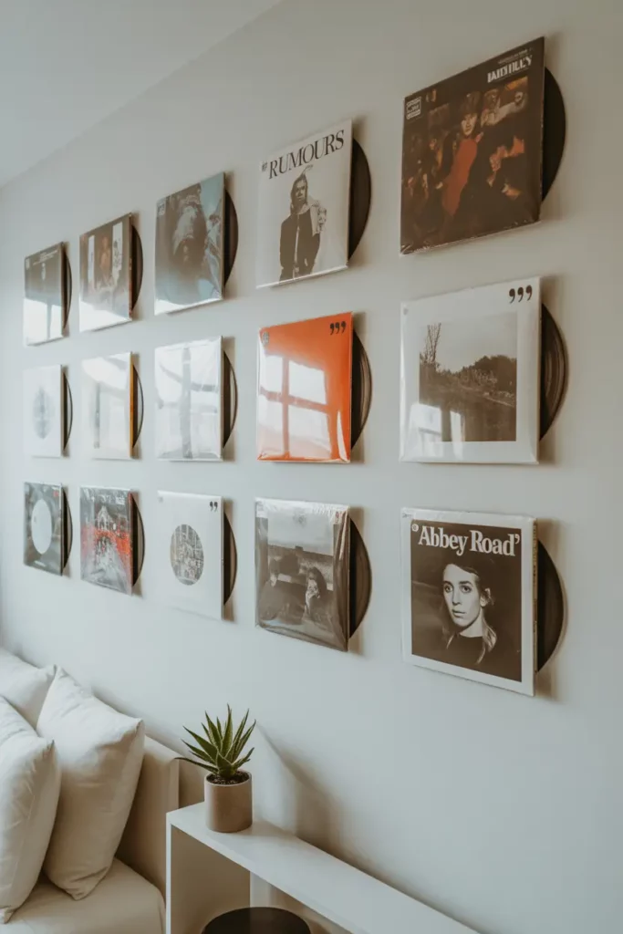 DIY Record Wall with Removable Hooks