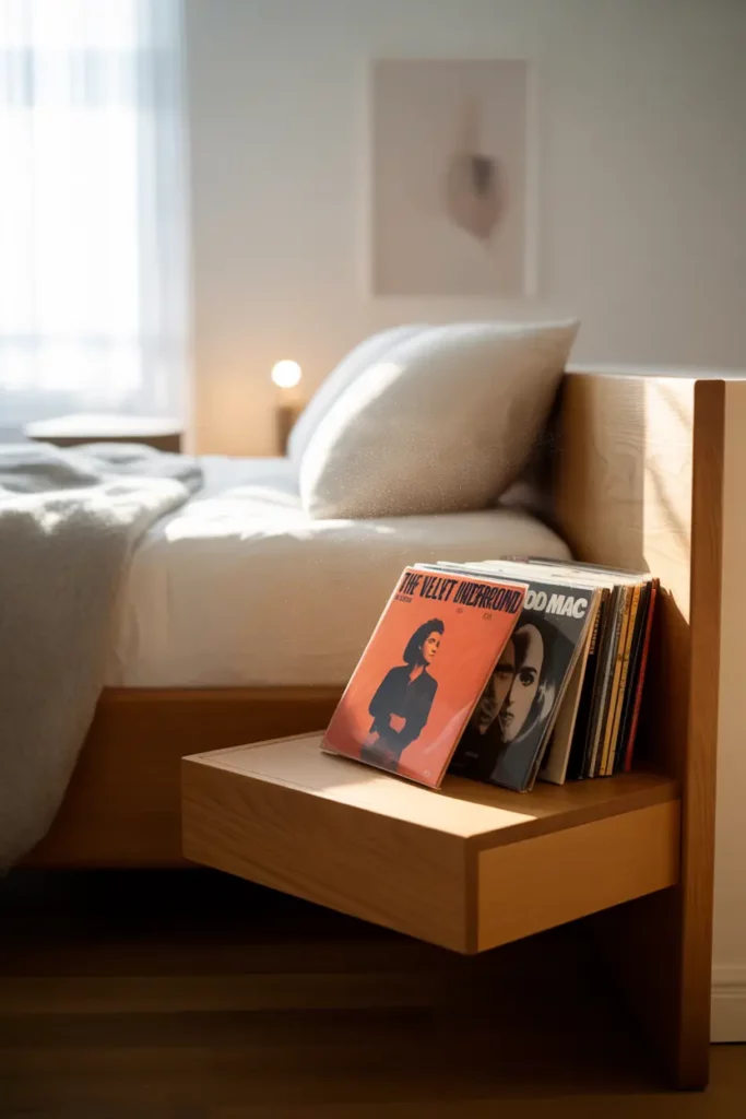 Floating Nightstand Record Display