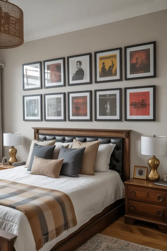 Framed Album Covers as a Headboard Alternative