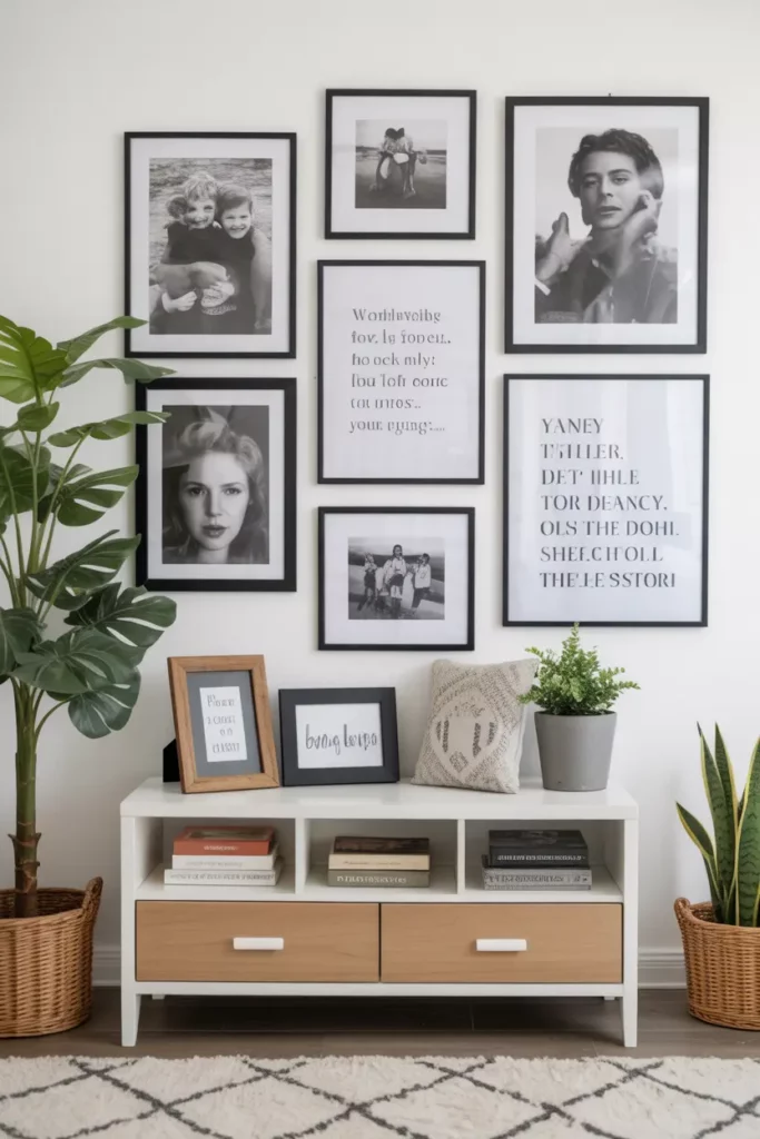 Gallery Wall of Framed Art and Photos