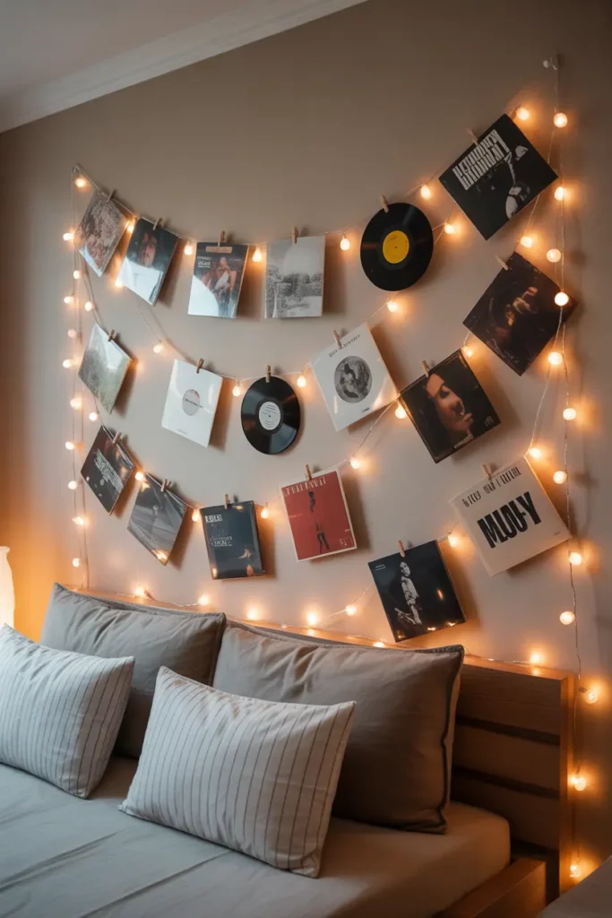 Hanging Records on String Lights