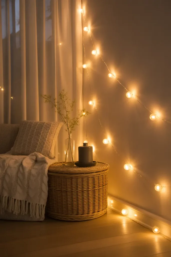 Hanging String Lights for Cozy Ambience