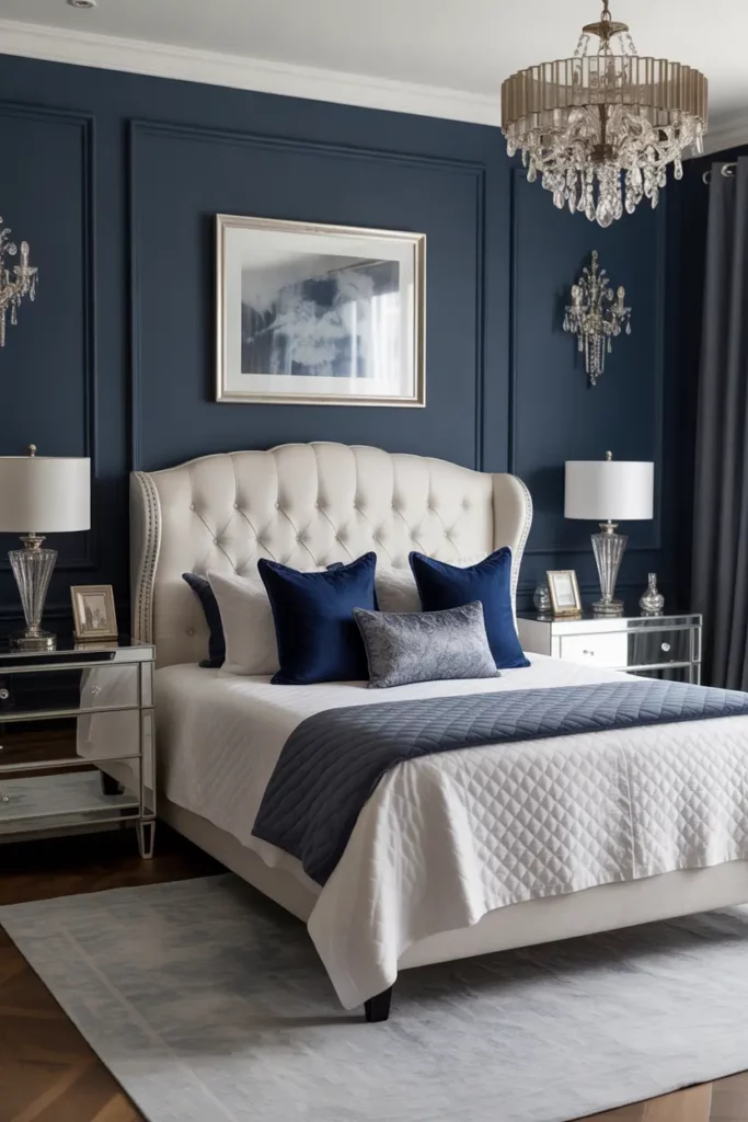 Modern Glam Navy with Crystal Lighting
