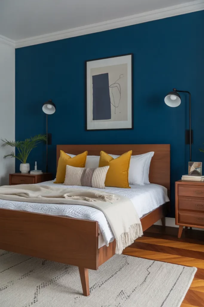 Navy and Wood Mid-Century Mix