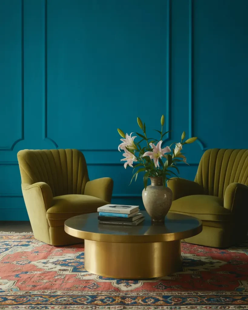 Peacock Blue With Soft Olive Undertones