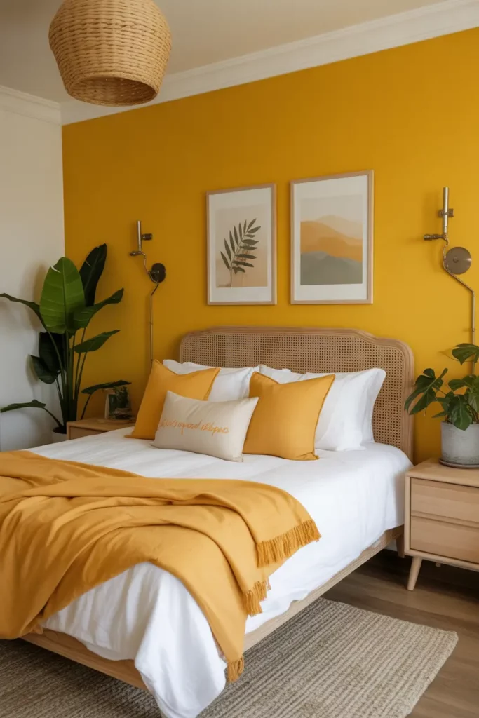 Sunny Yellow Accent Wall for a Cheerful Vibe