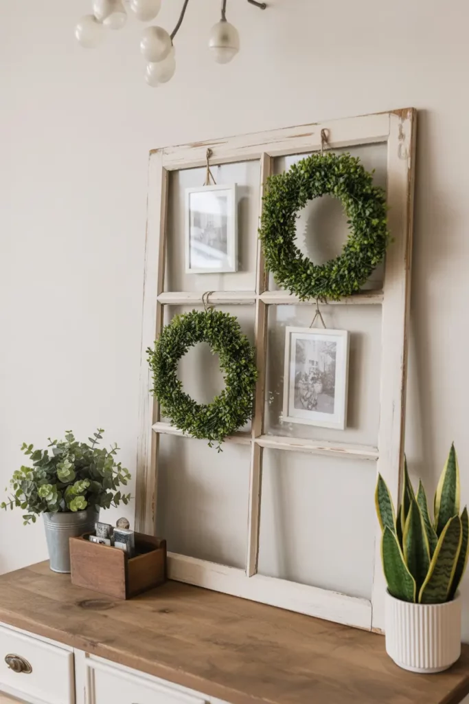 Upcycled Window Frame as Rustic Wall Art