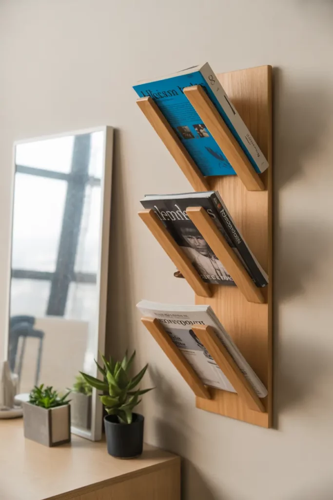 Wall-Mounted Magazine Rack for Artful Storage