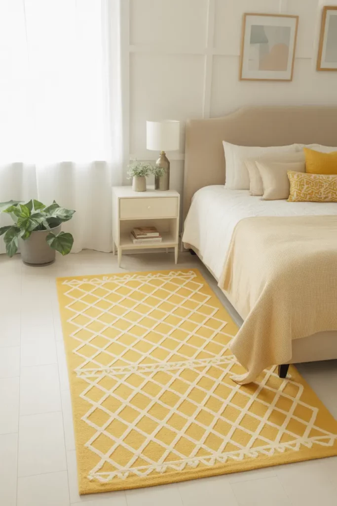 Yellow Patterned Throw Rug for Subtle Cheer